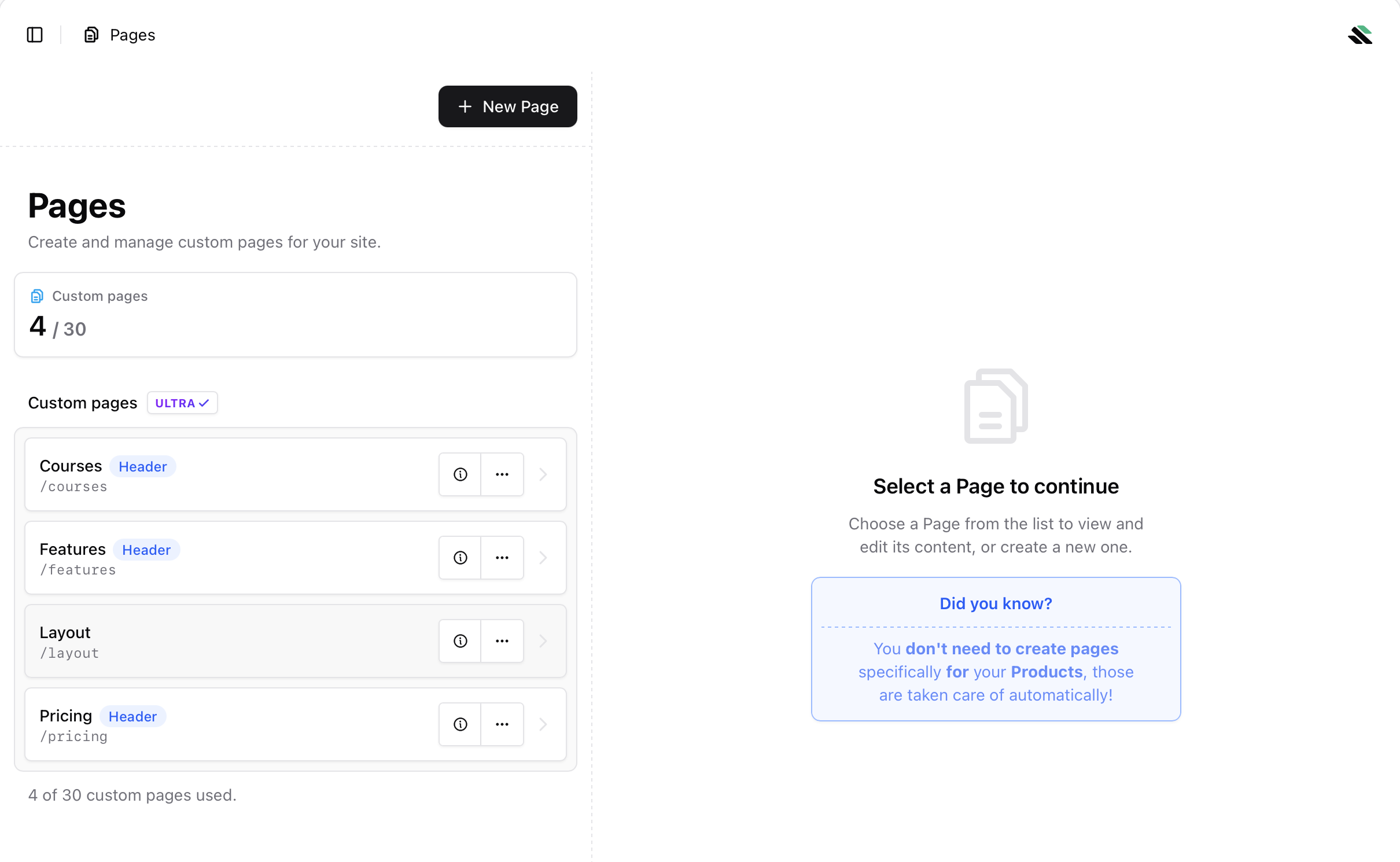 Pages home Sherpo Pages editor
