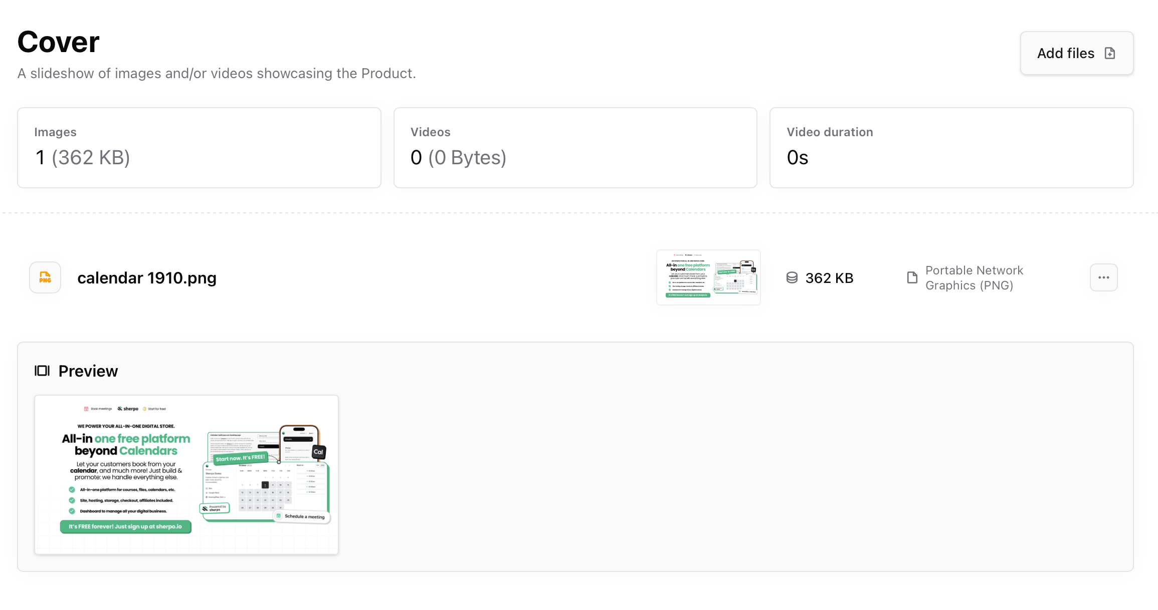 Adding a visual cover for a Calendar product Uploading cover images for Calendar products