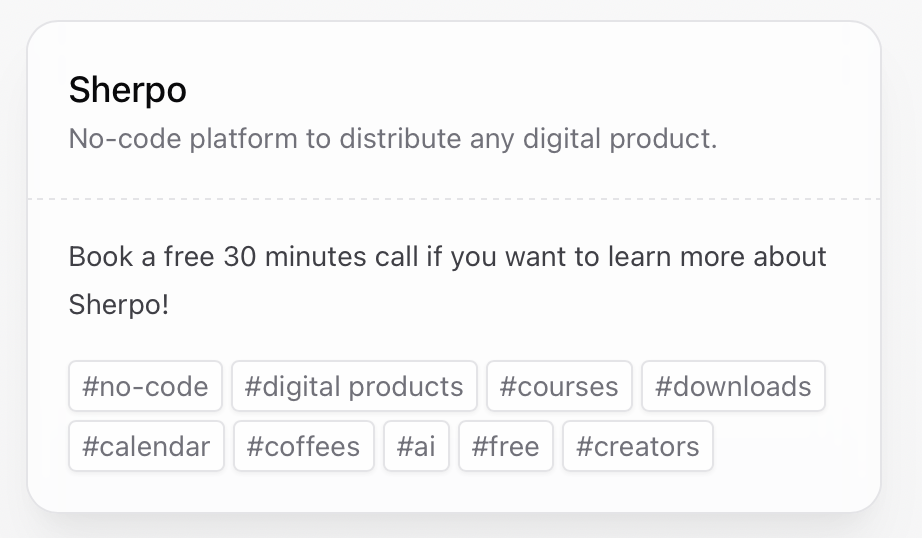 Host section for a Calendar product Host information in Sherpo Calendar product