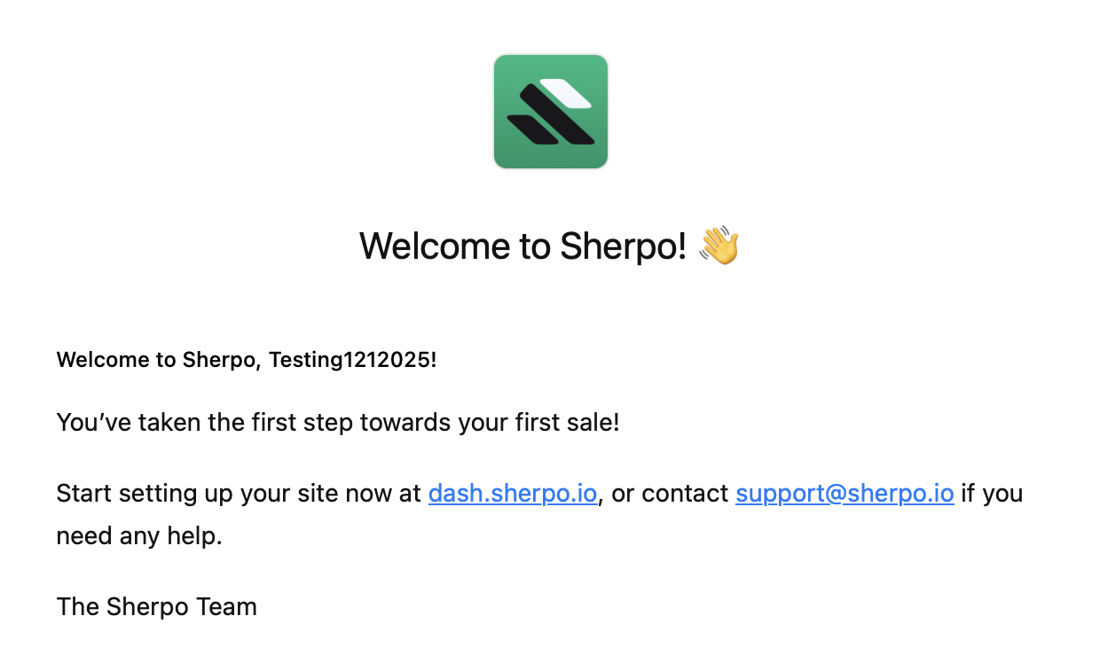 Onboarding welcome Sherpo's onboarding welcome