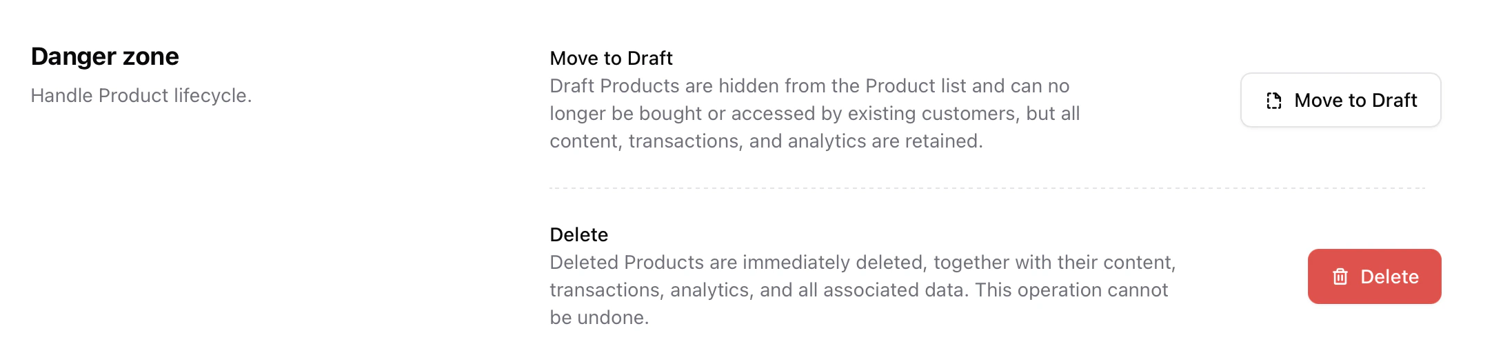 Product settings Settings tab inside Sherpo dashboard