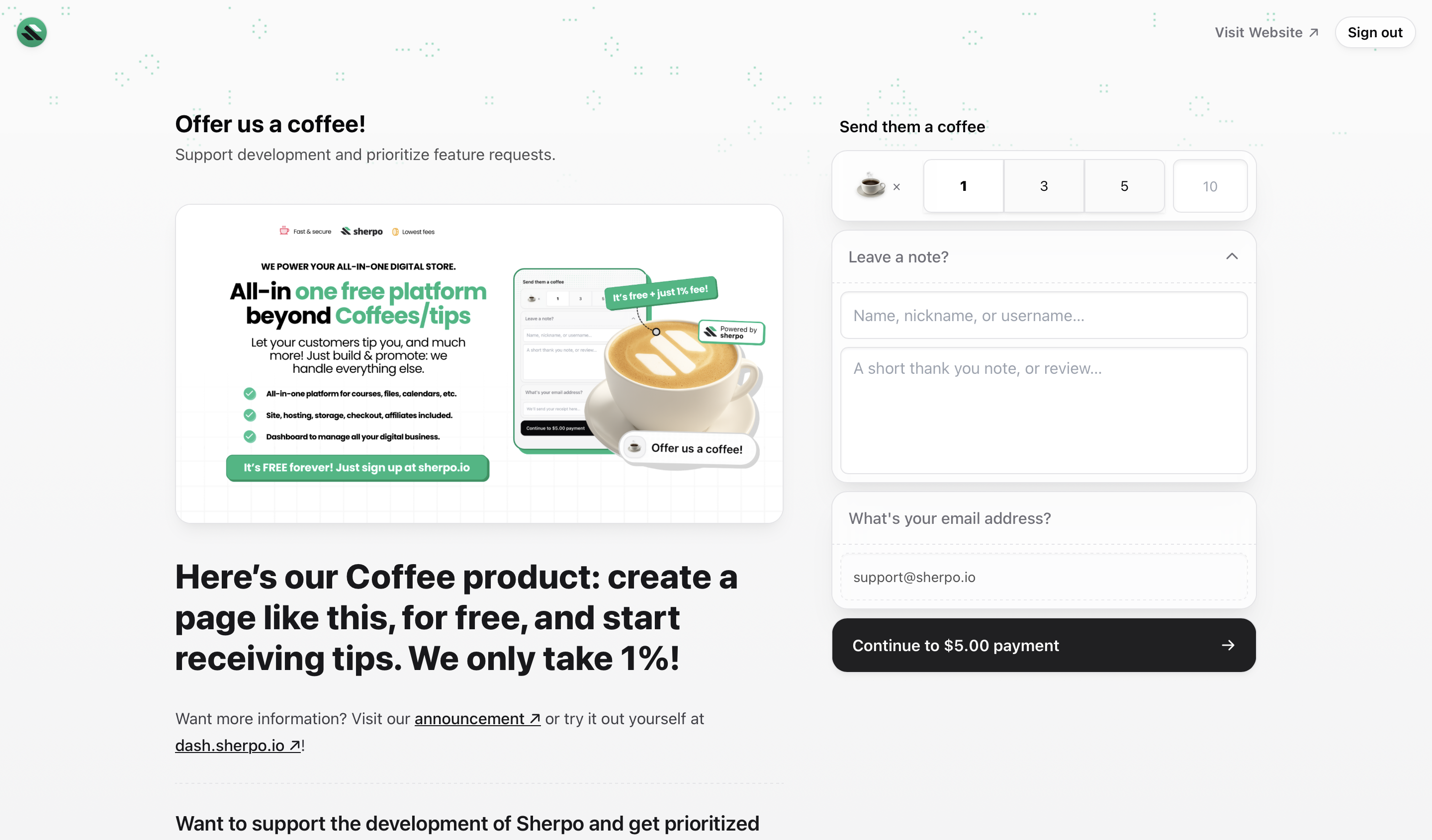 Example Coffee product page Example of a live Coffee product page in Sherpo