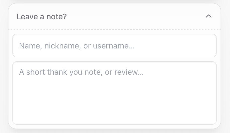 Leaving a message with a coffee Leave a note field during coffee checkout