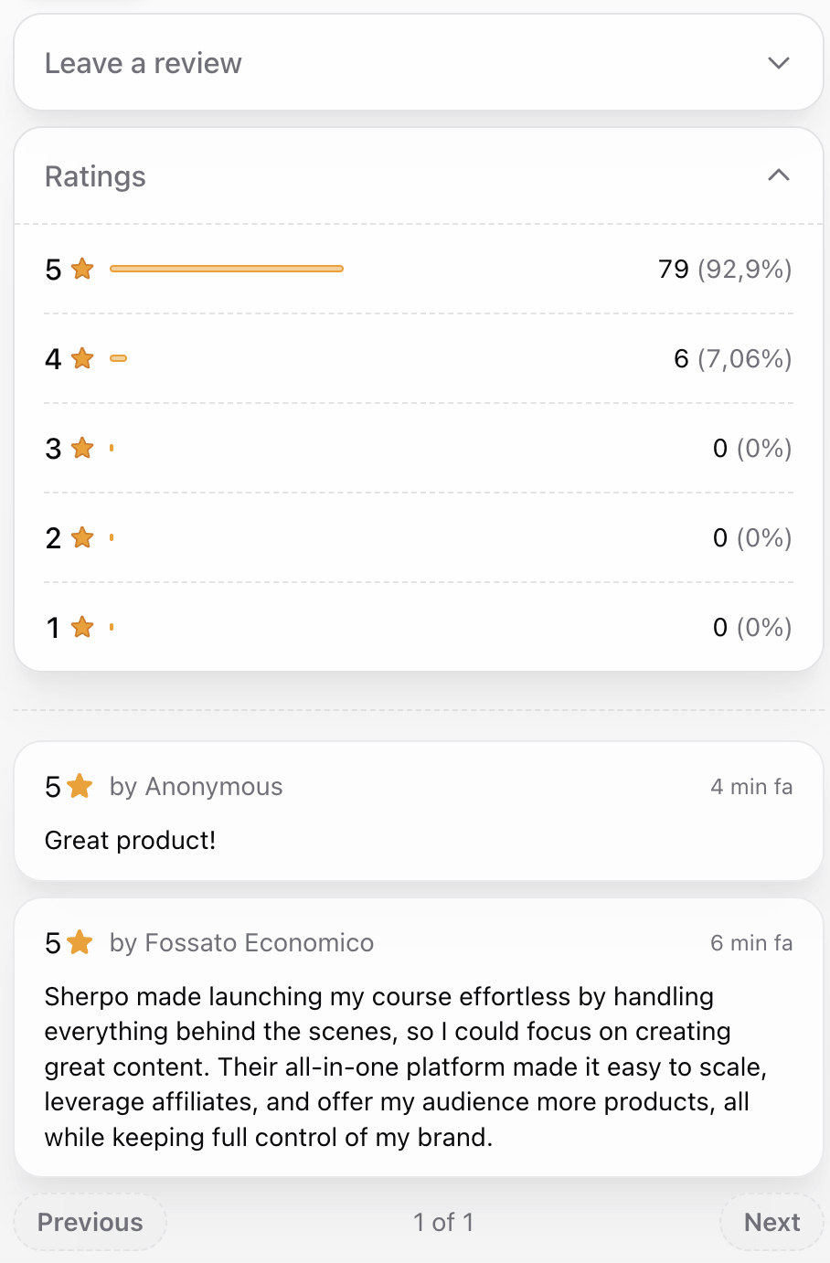 Full reviews Full reviews on a Sherpo-generated site