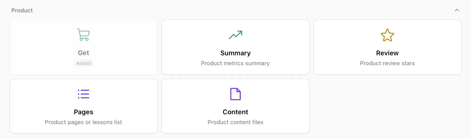 Product blocks Product-specific blocks