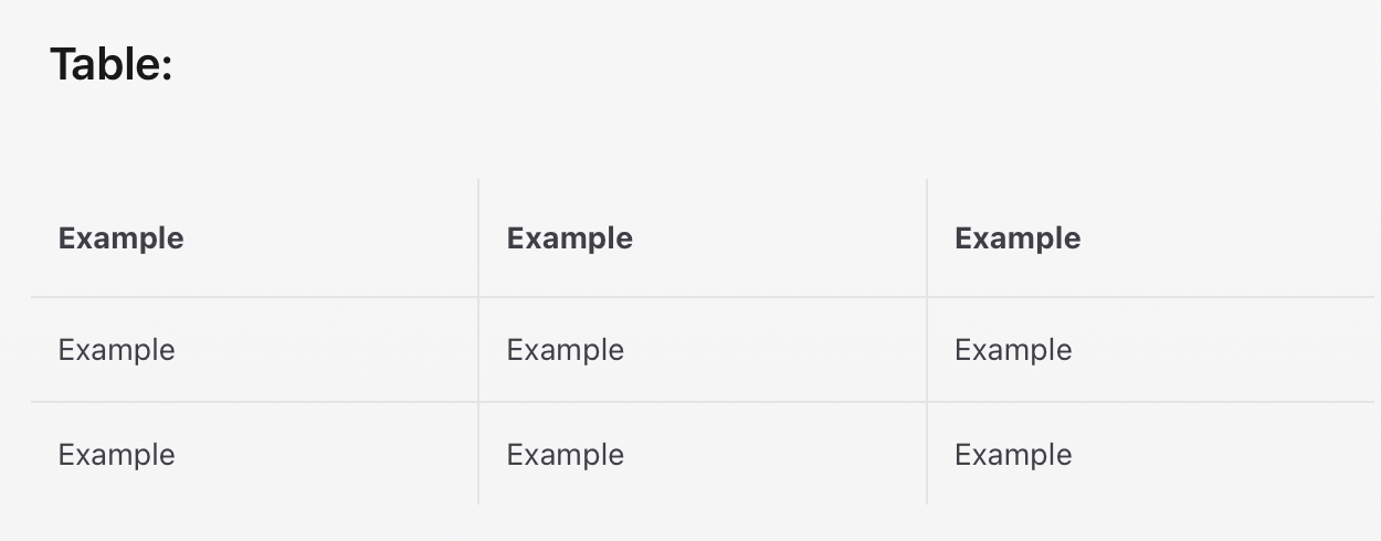 Table example Example of how a table looks like in a Sherpo-site