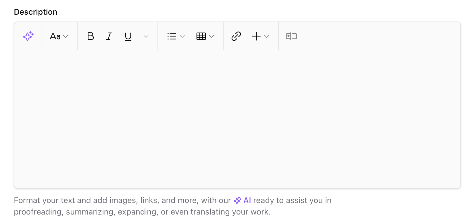 AI in Sherpo's text editor Sherpo's rich text editor with AI assistant