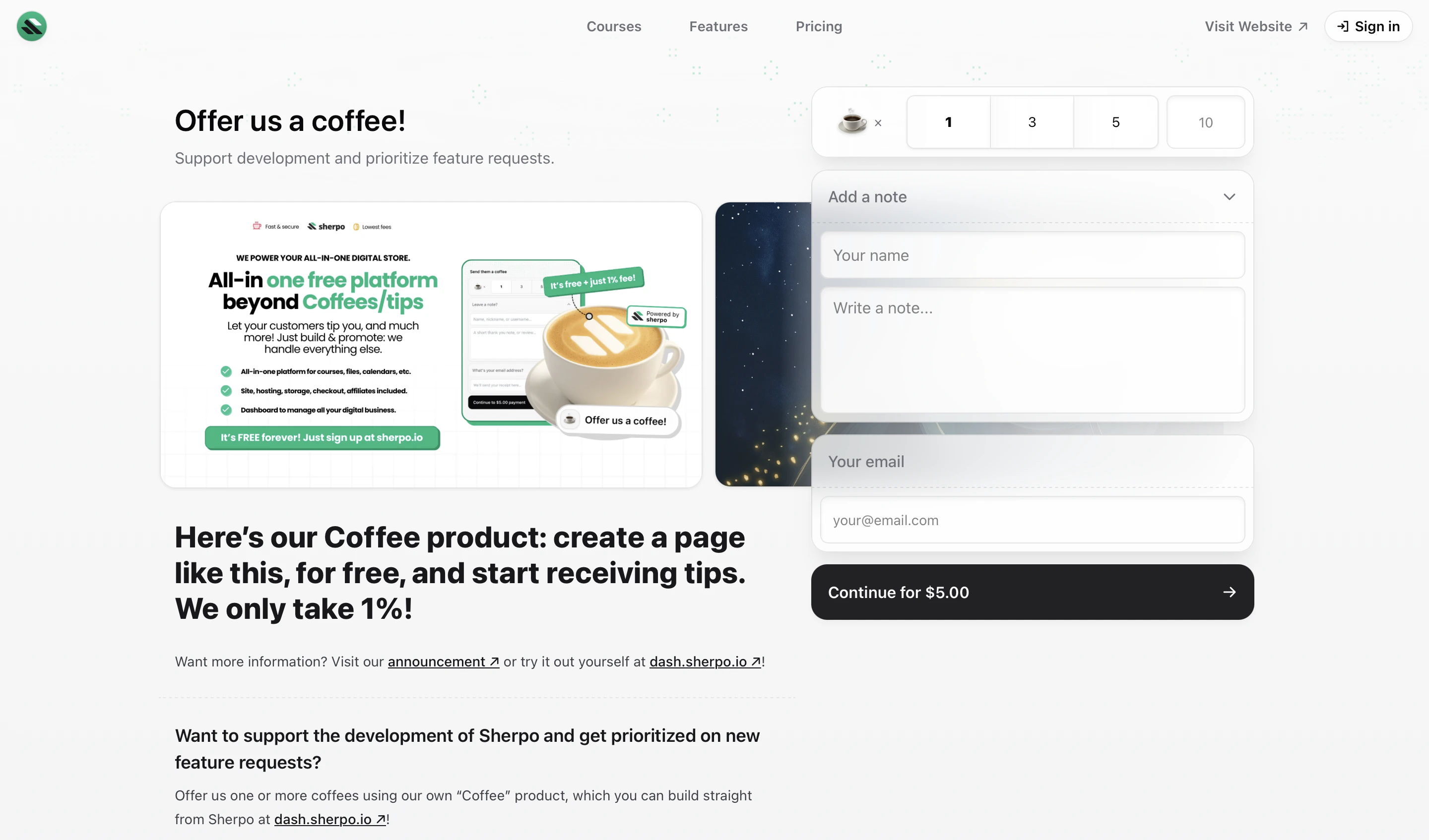 Example Coffee product page Example of a live Coffee product page in Sherpo