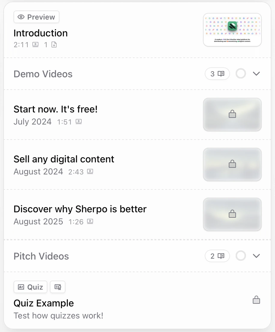 Chapters and lessons Course chapters and lessons list