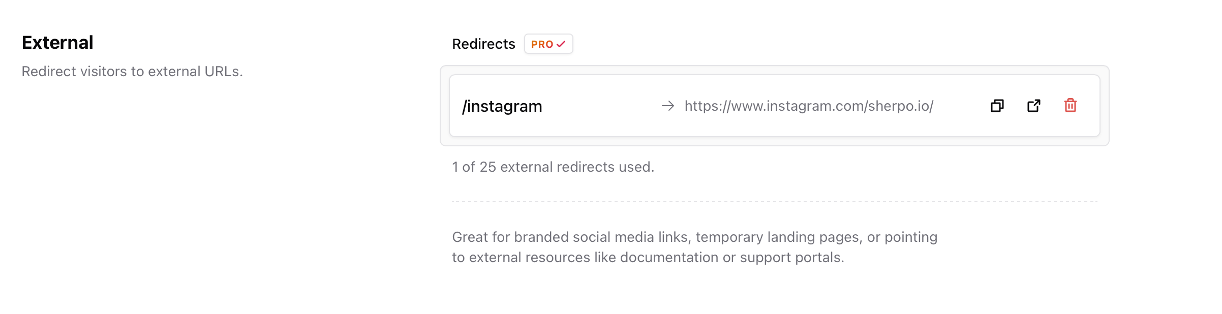 External redirects External redirects configuration