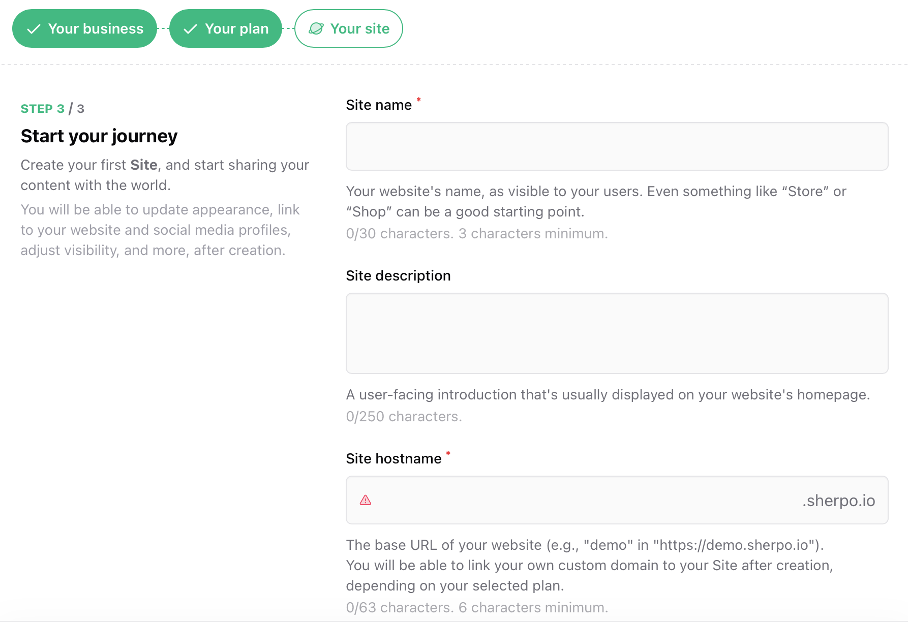 Onboarding Step 3 Sherpo's onboarding step 3