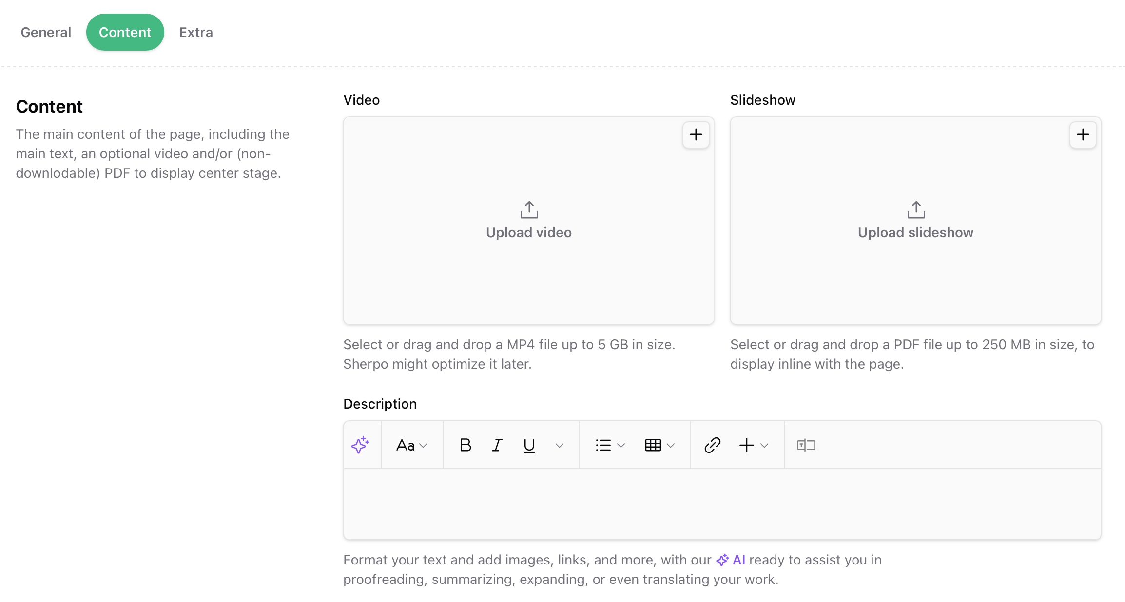 Lesson content in Sherpo Slides and video content in a Sherpo course lesson