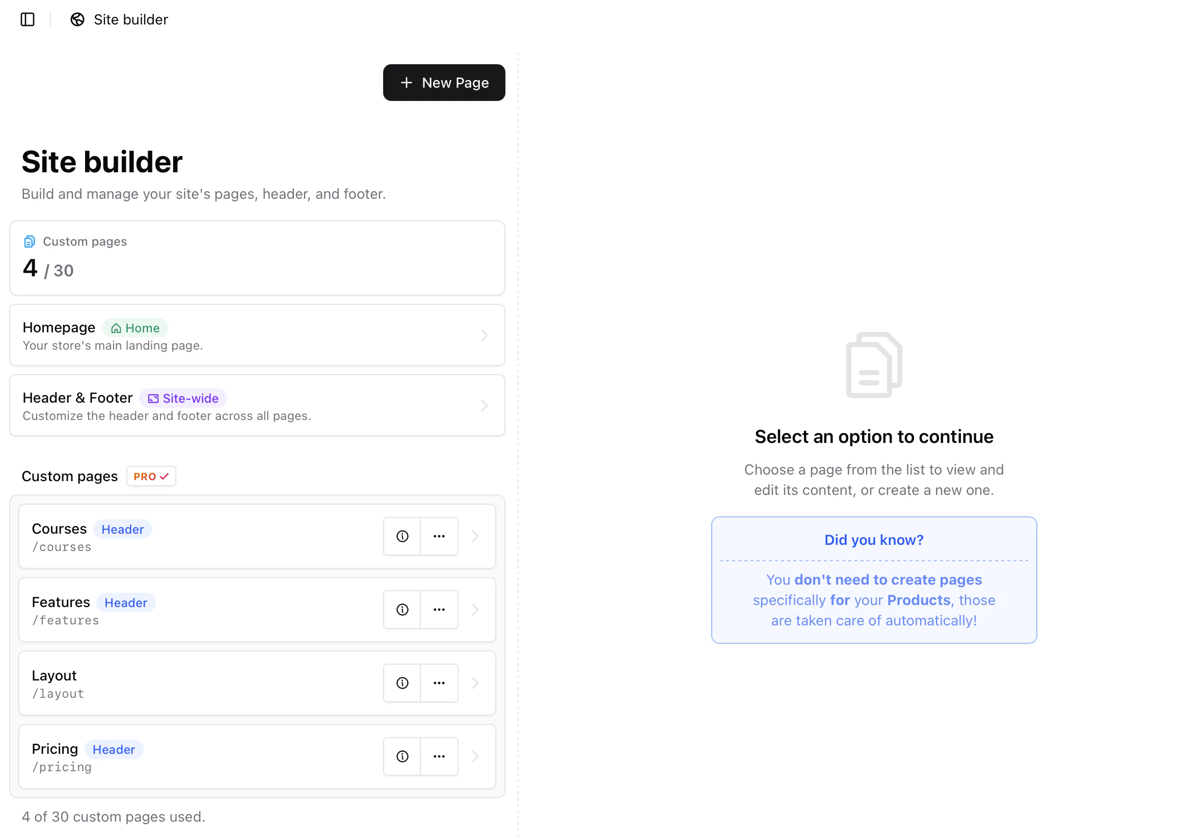 Pages home Sherpo pages editor