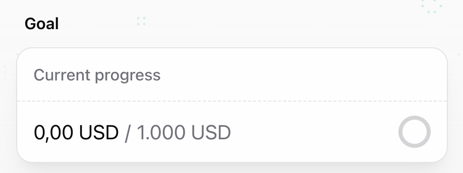 Live fundraising goal bar Goal progress bar on live Sherpo site