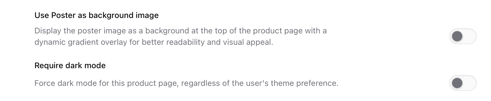 Details settings Additional details in info & basic info settings site in Sherpo dashboard to use poster as background image or force dark mode