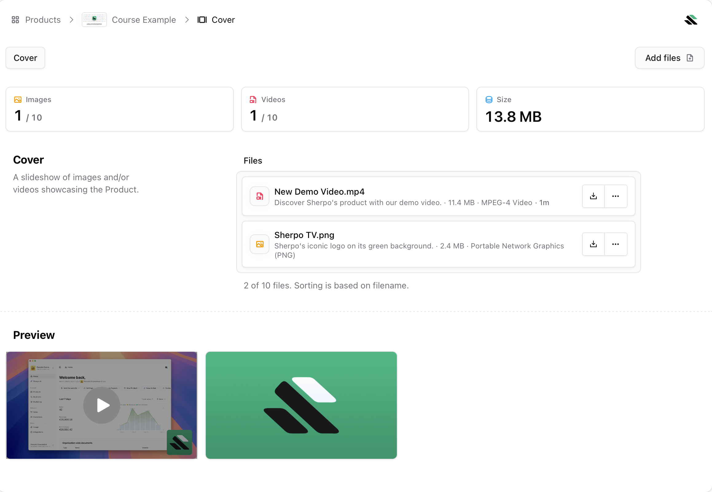 Adding a course cover Course cover tab in Sherpo