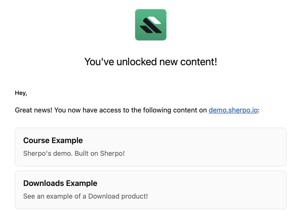 Automation unlock email Automation unlock email sent by Sherpo