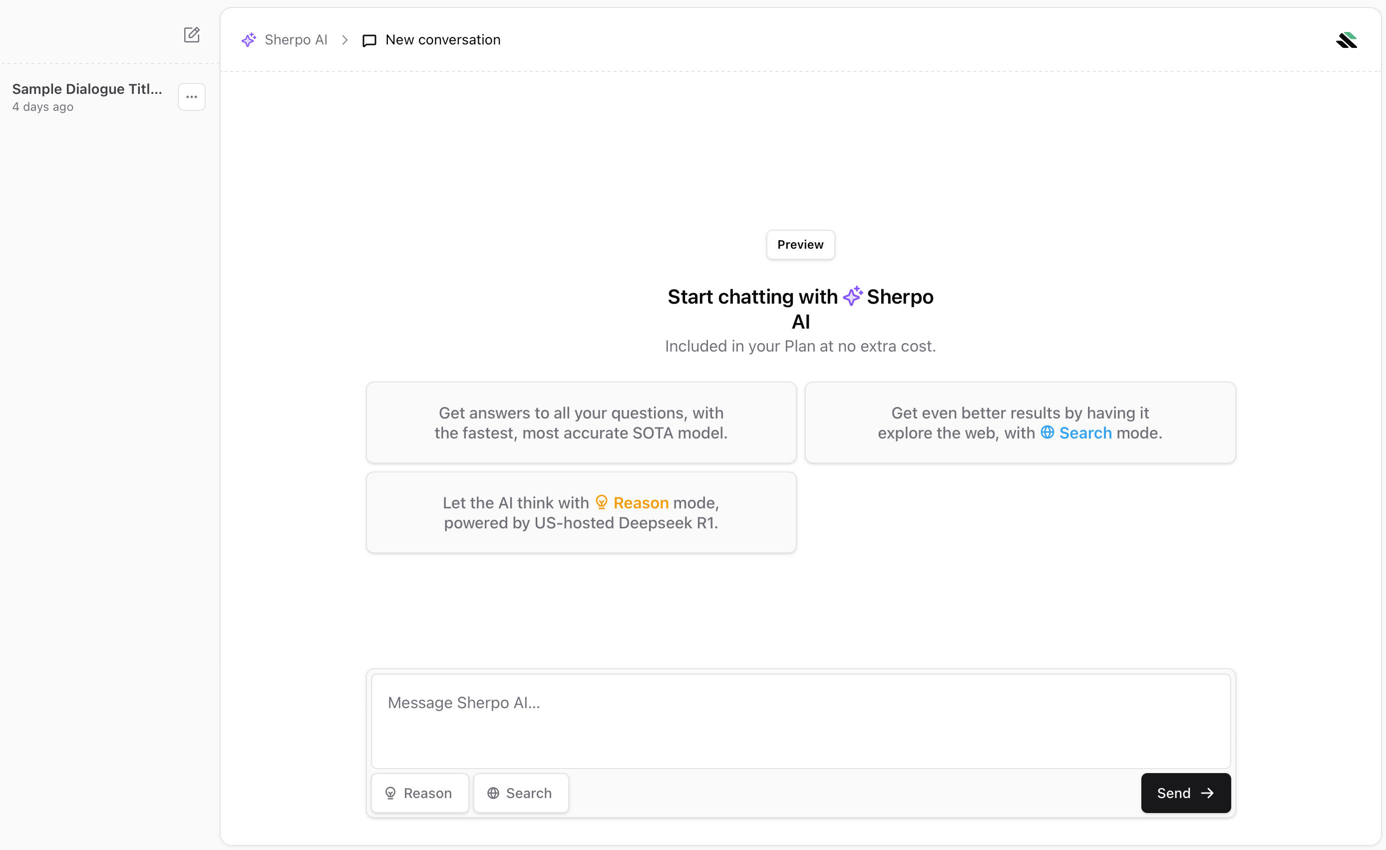Sherpo AI Chat, Sherpy Sherpo's AI chatbot inside the Dashboard