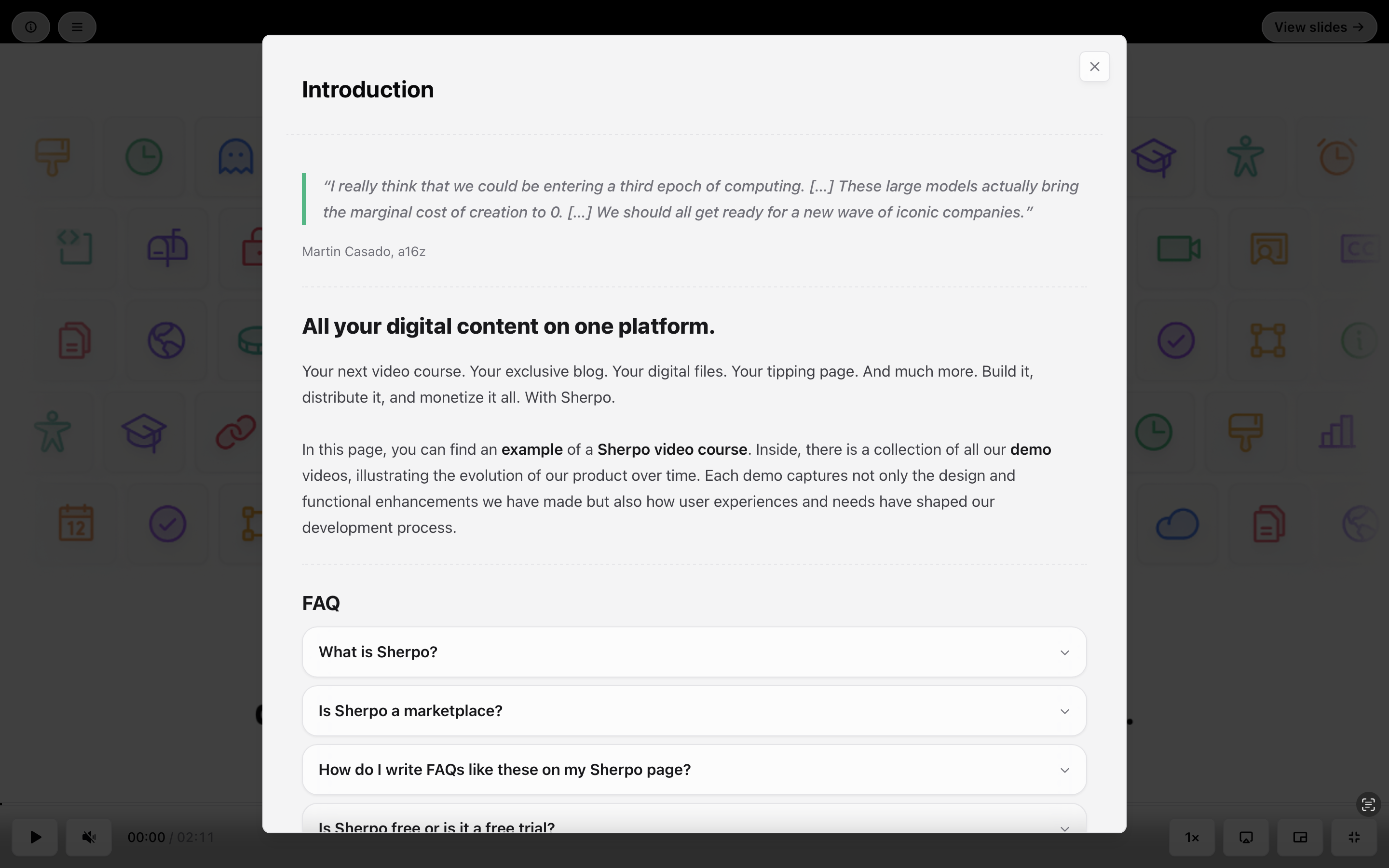 Lesson body Written lesson content under the video