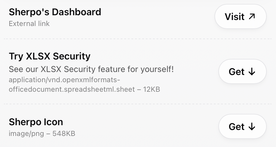 Unlocked Download view with files and links Unlocked download example