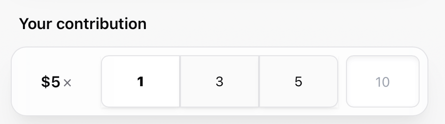 Choosing a contribution amount Sherpo contribution interface in Goals products