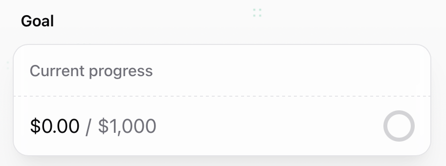 Live fundraising progress bar Goal progress bar and contribution interface