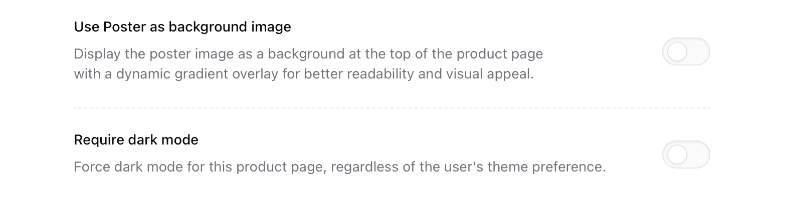 Details settings Additional details in info & basic info settings site in Sherpo dashboard to use poster as background image or force dark mode
