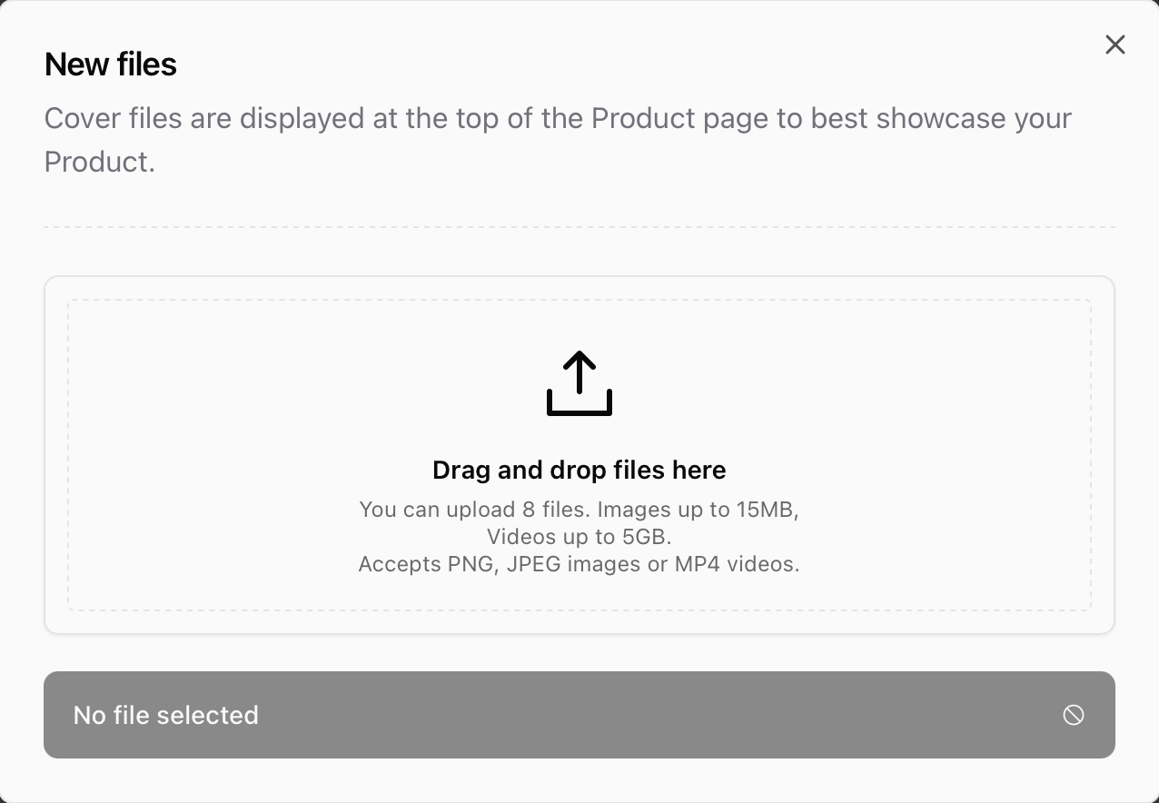 Uploading cover files Cover uploader modal in Sherpo