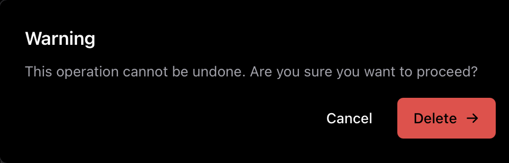 Delete episode Delete confirmation for an episode