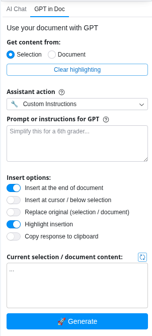 GPT Docs feature