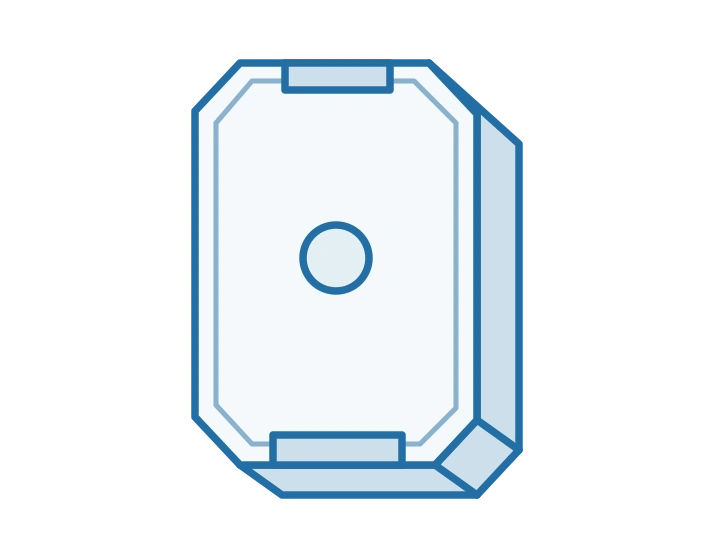 AT1 rugged tracker with angled corners and a small circular button