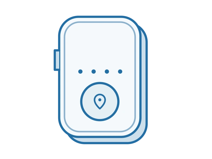 AT2 rounded tracker with four status lights and a large circular button