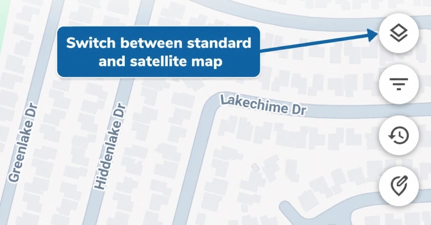 ShieldGPS dashboard map controls for map layers, filters, route history, and Smart Lock