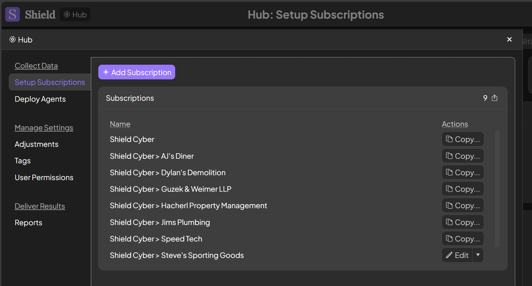 Setup Subscriptions