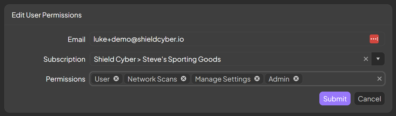 User Permissions Edit