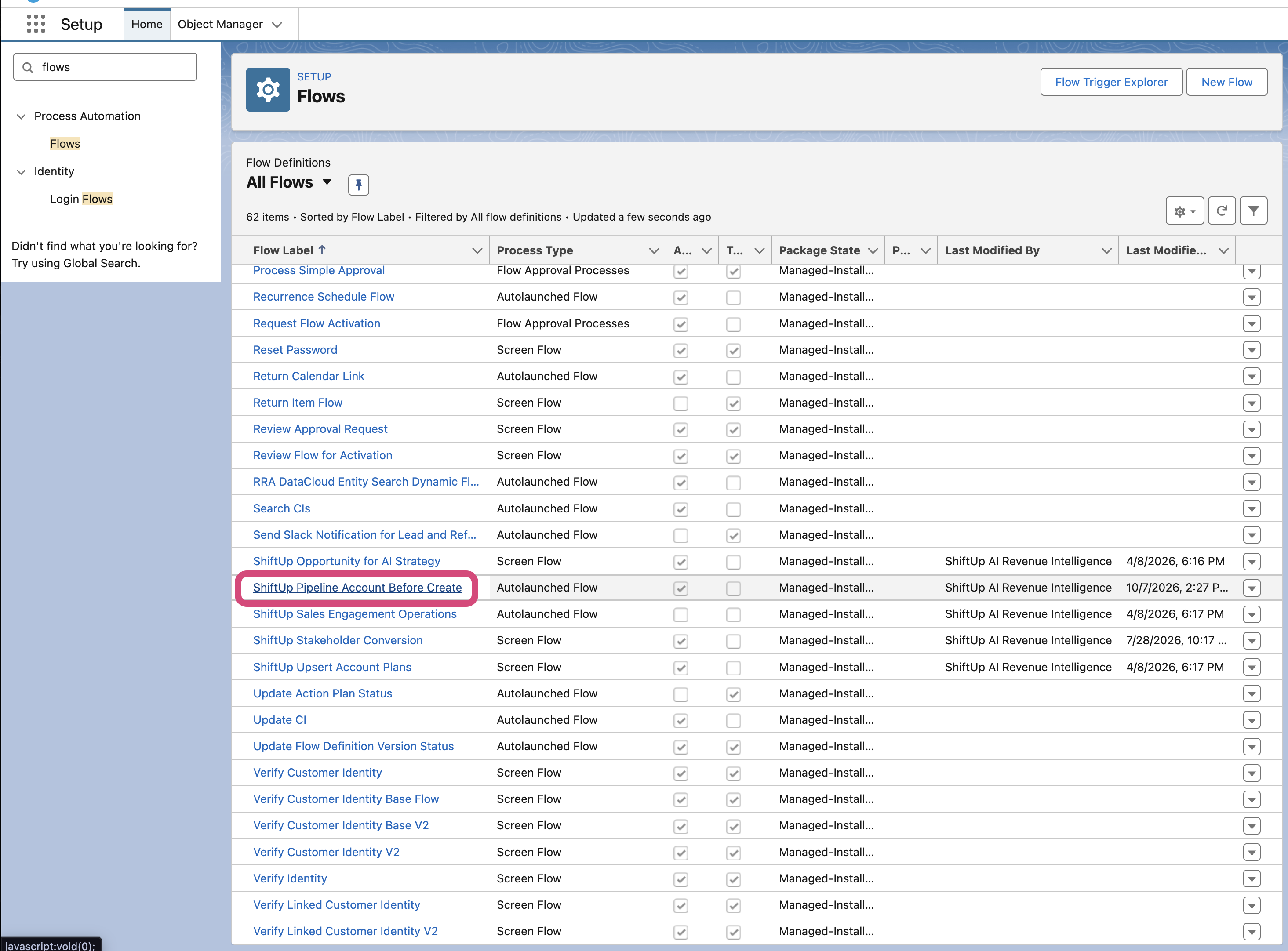 Select Account Before Create Flow