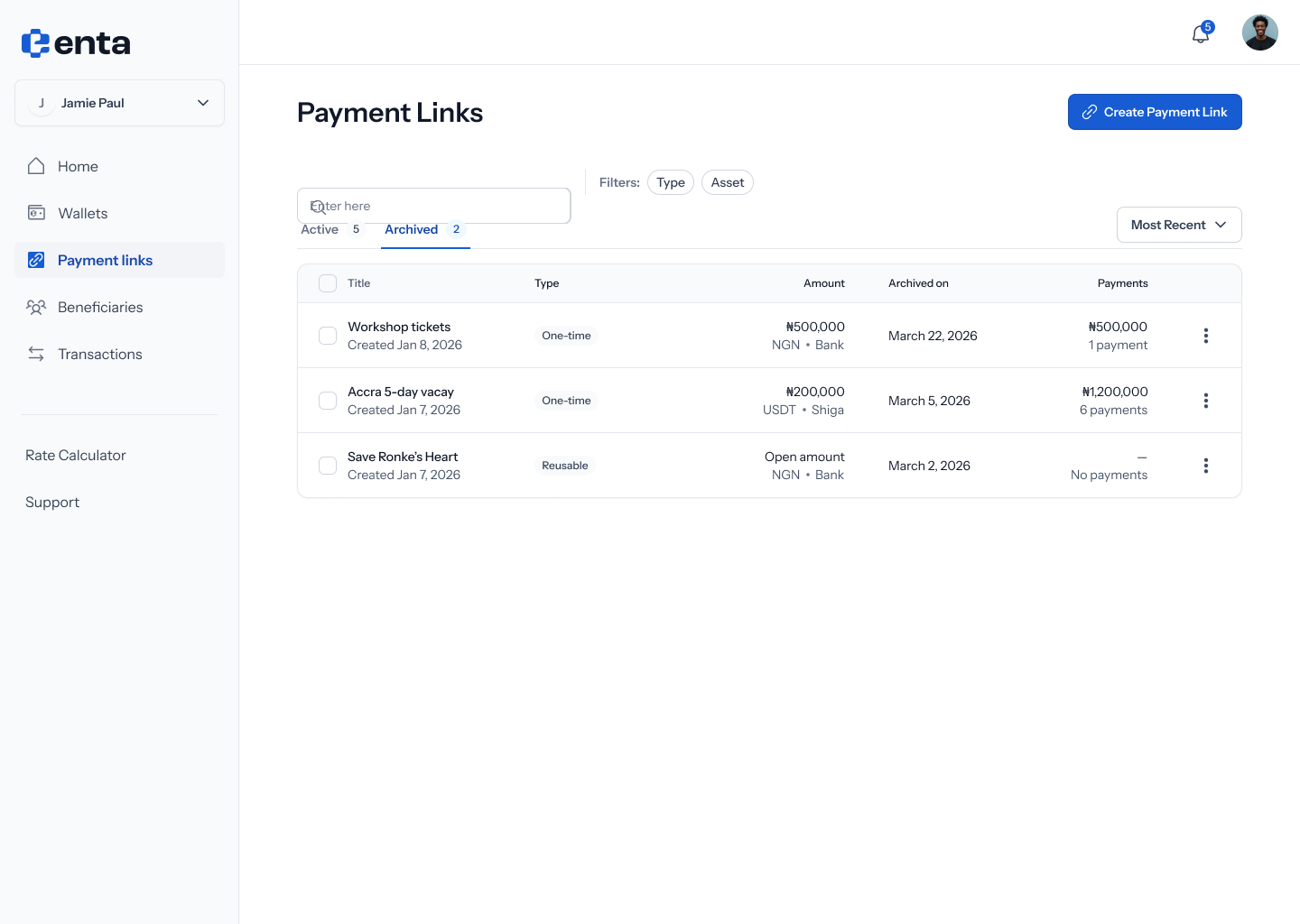 Archived tab
