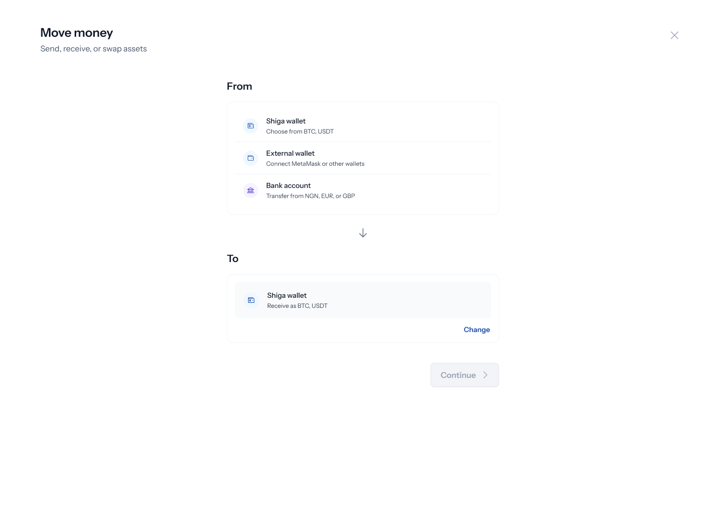 Move Money — choose From