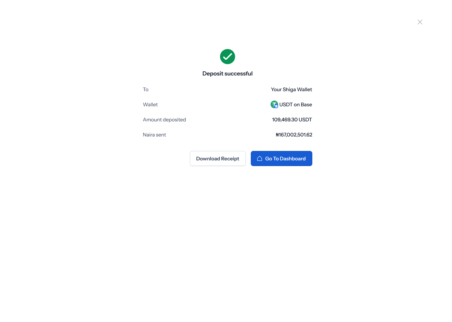 Deposit confirmation