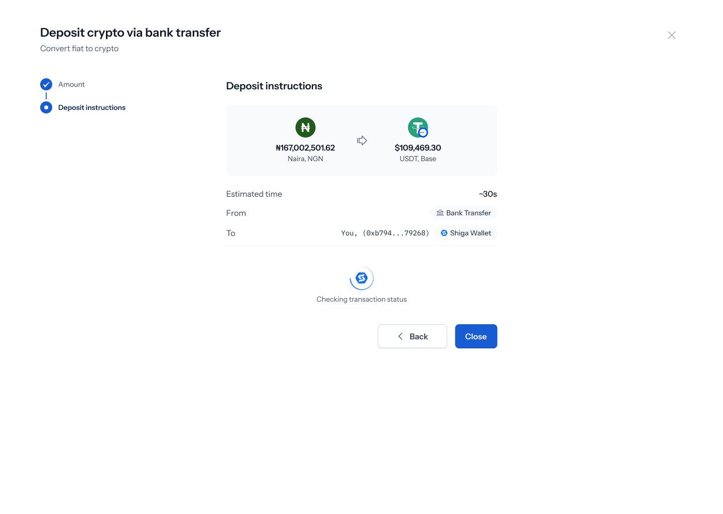 Checking transaction status