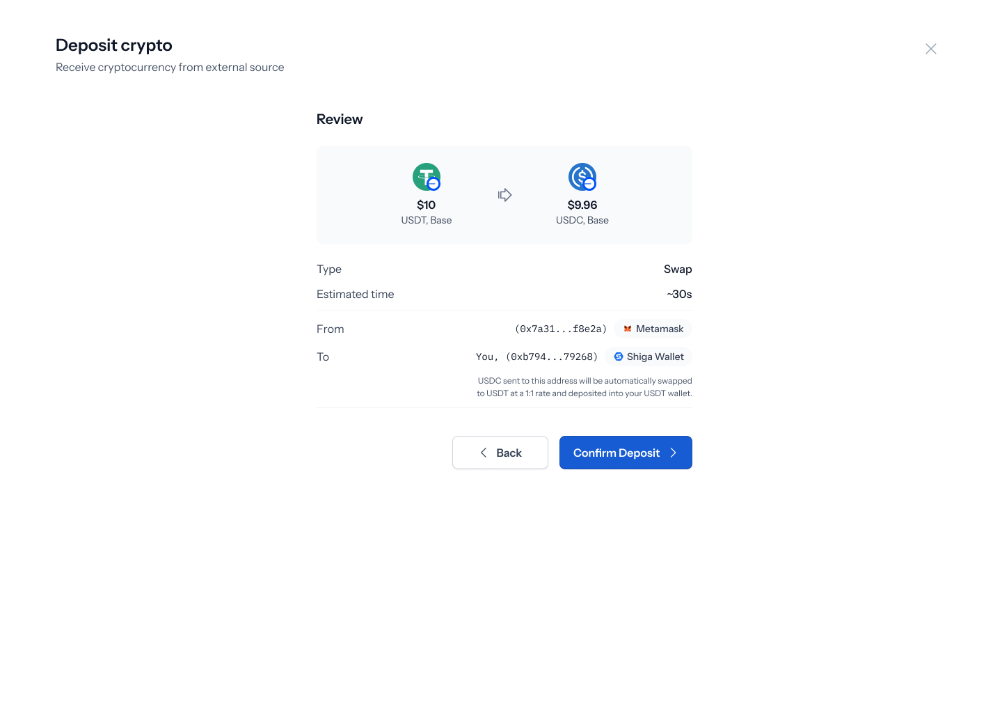 Review your deposit