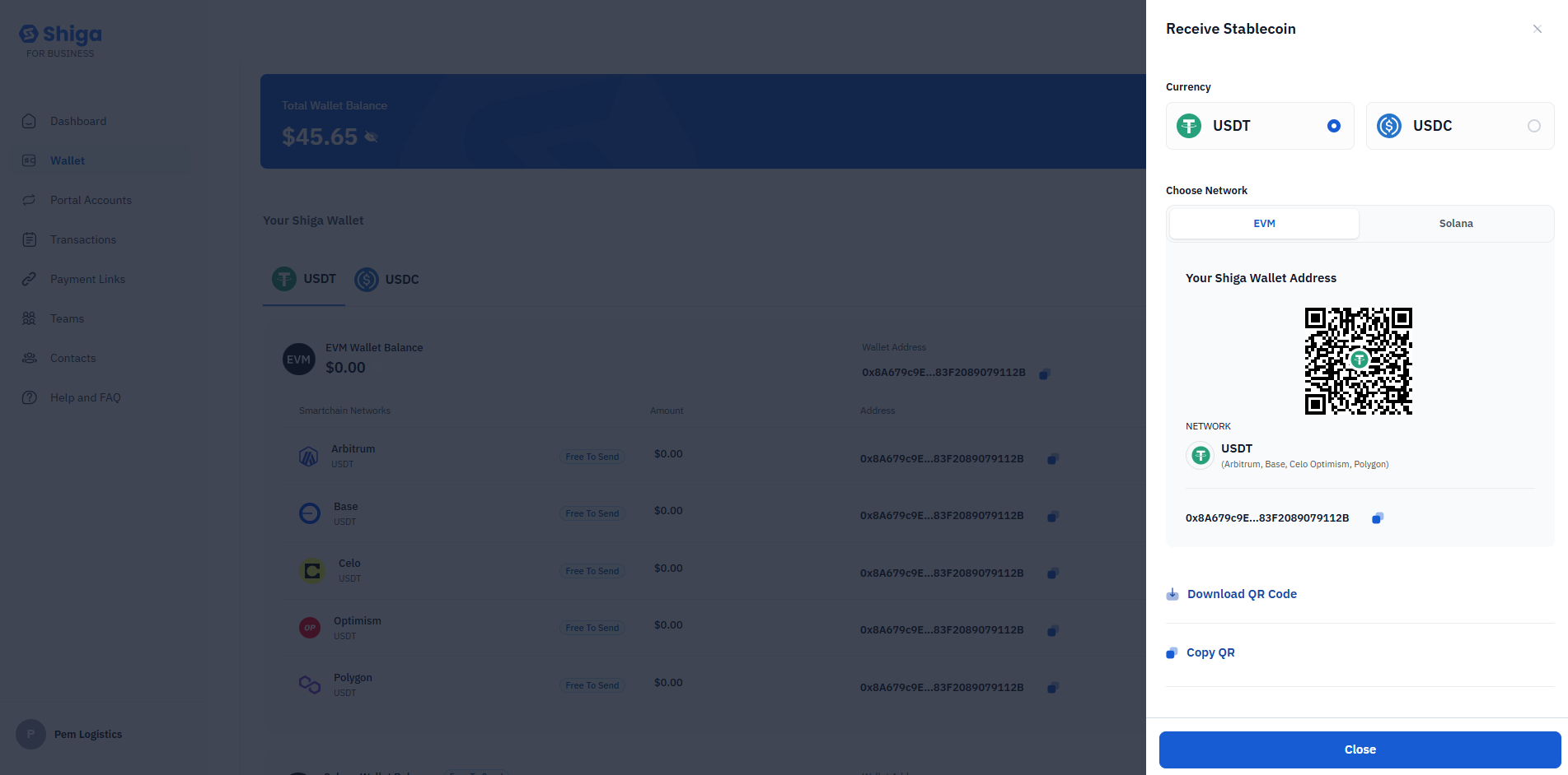 Receive Stablecoin Pn