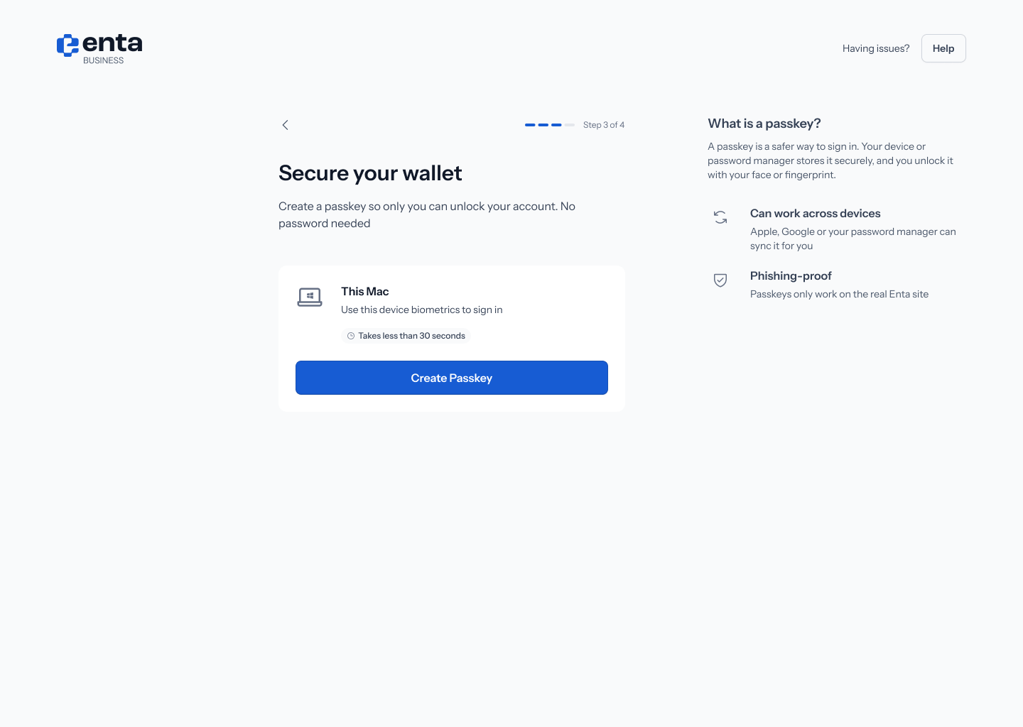 Create a passkey