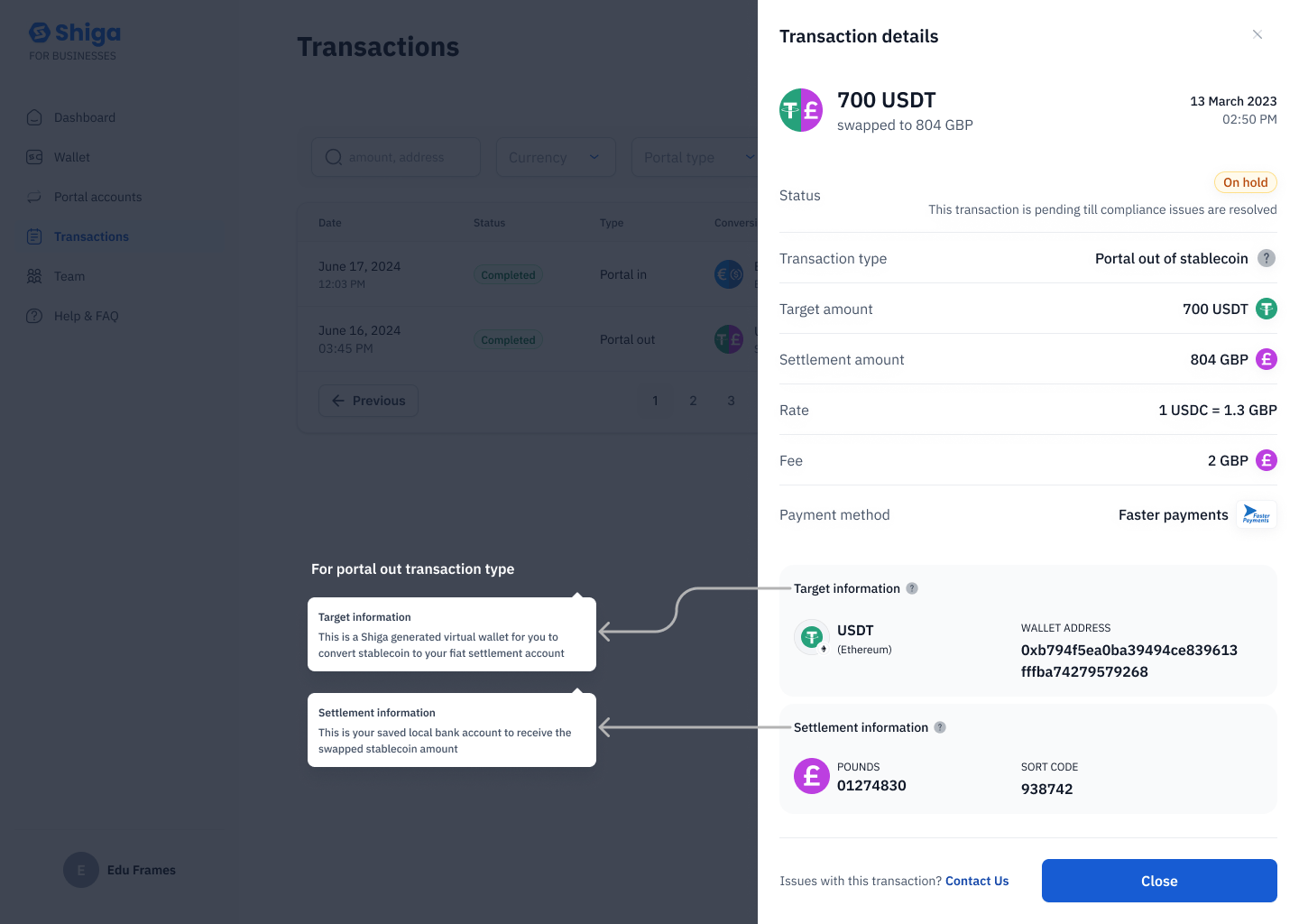 Transaction details