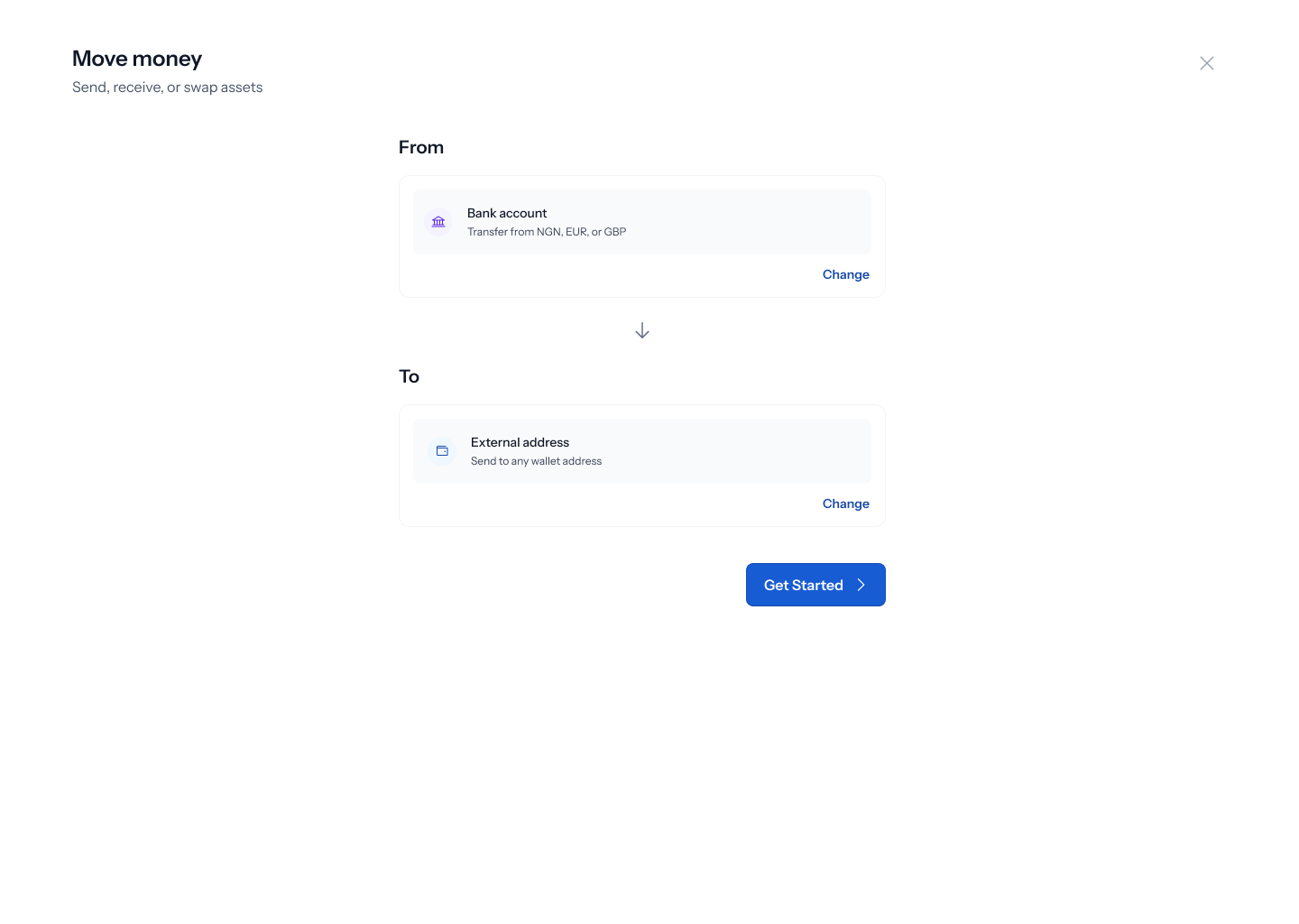 Move Money — From and To both set