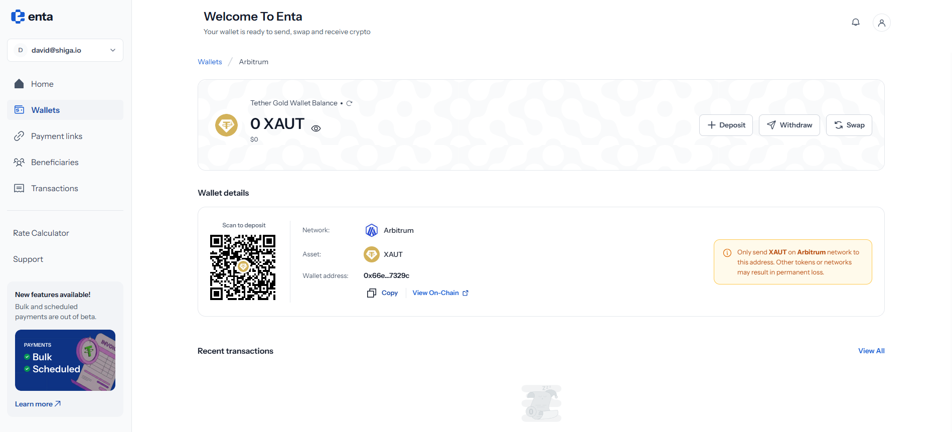 The Arbitrum XAU₮ wallet