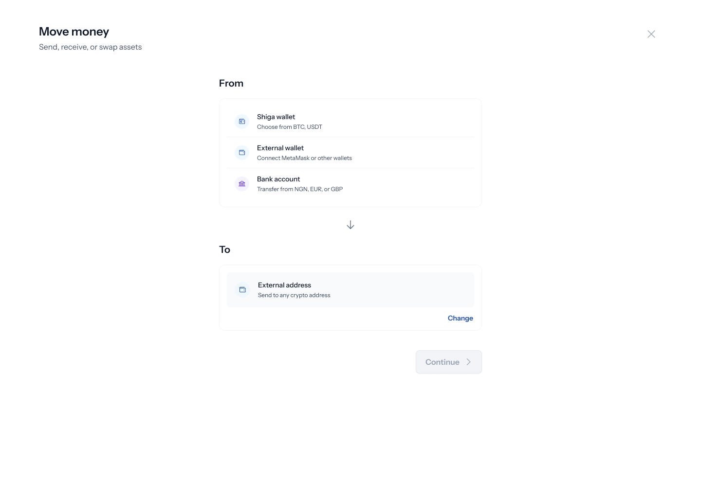 Move Money — choose From