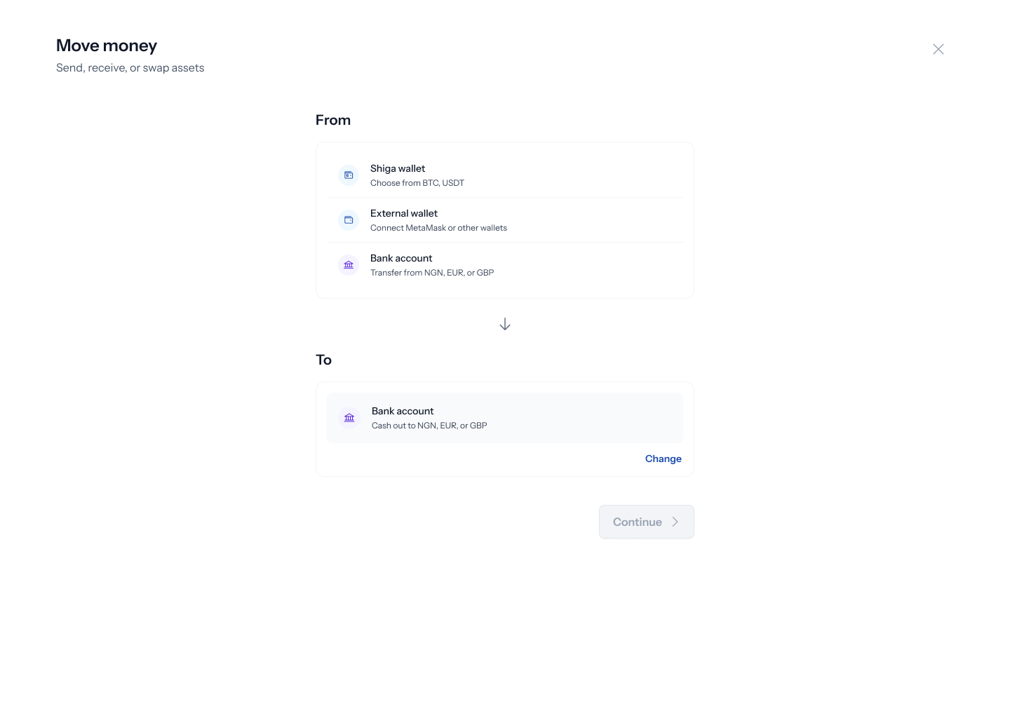 Move Money — choose From
