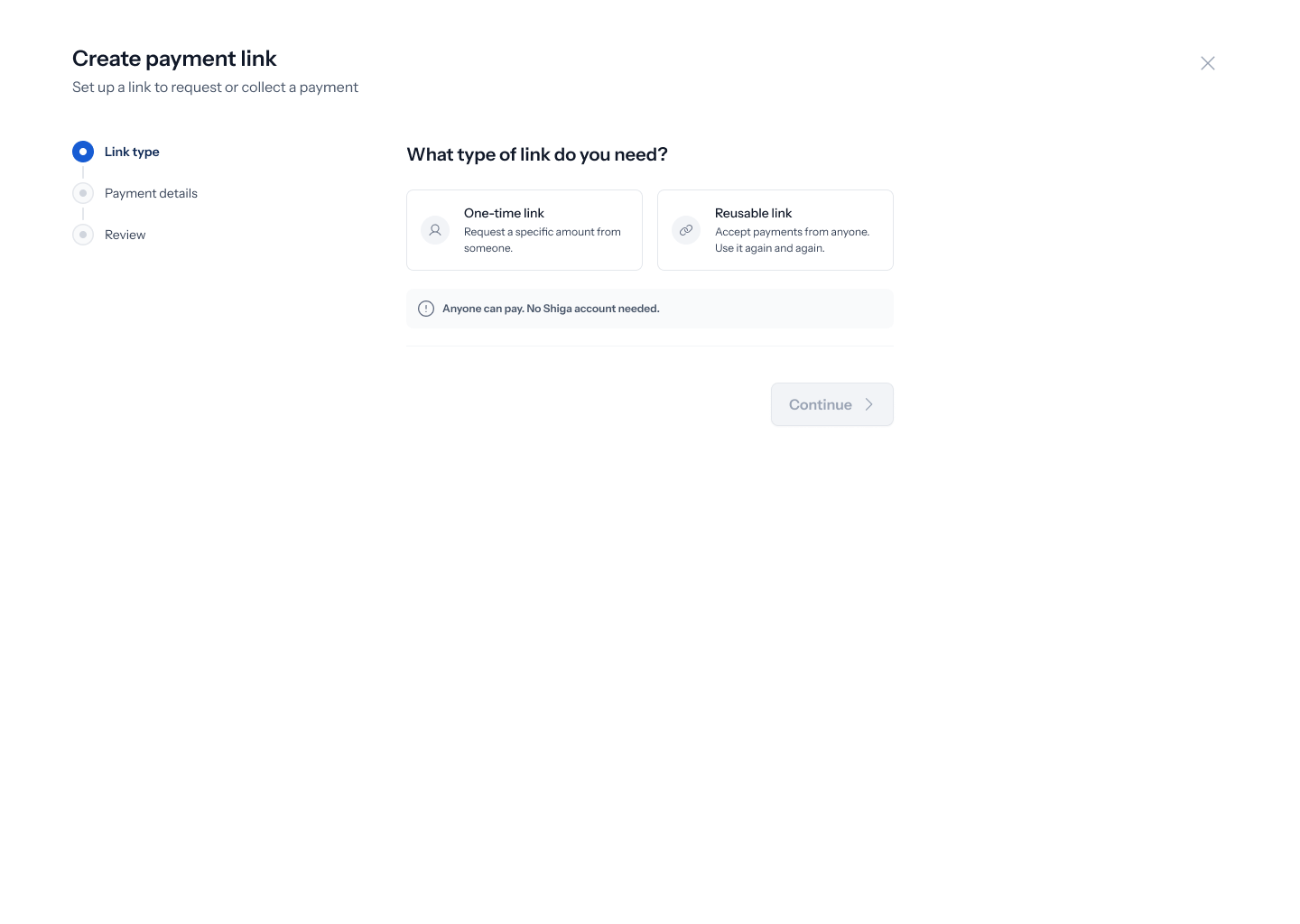 Choose link type