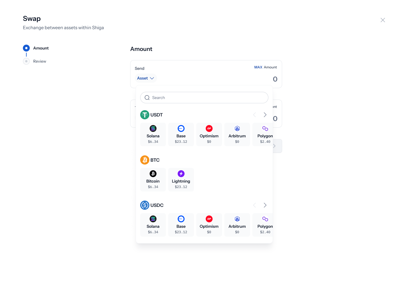 Asset dropdown